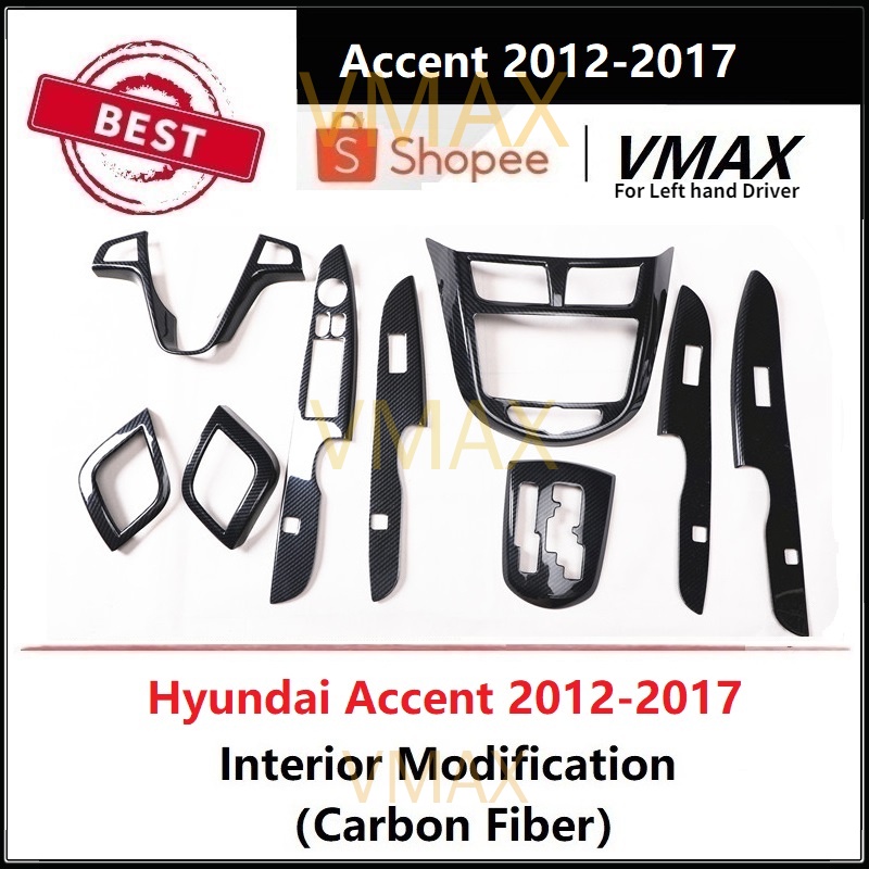 For Hyundai Accent 2012-2017 Carbon Fiber Innerior Cover Modification ...