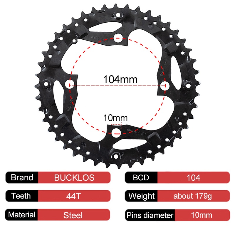 BUCKLOS 3x Chainring 104bcd 64bcd Triple Speed Mountain Bike Sprocket