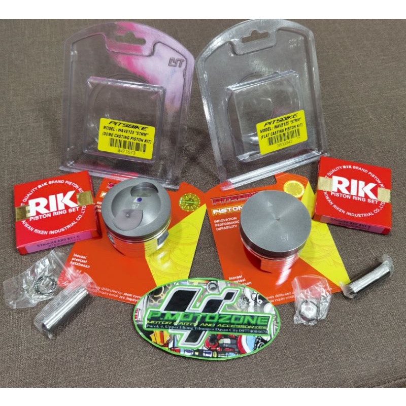 Piston kit Xrm 125 / Wave 125 / Rs 125, 57MM Pin 13 Flat and Dome casting piston. Pitsbike