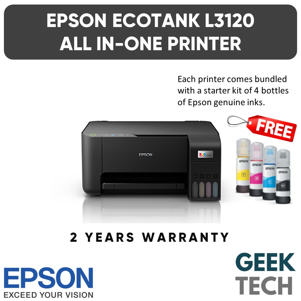 EPSON EcoTank L3210 A4 All-in-One Refillable Ink Tank Printer | Shopee ...