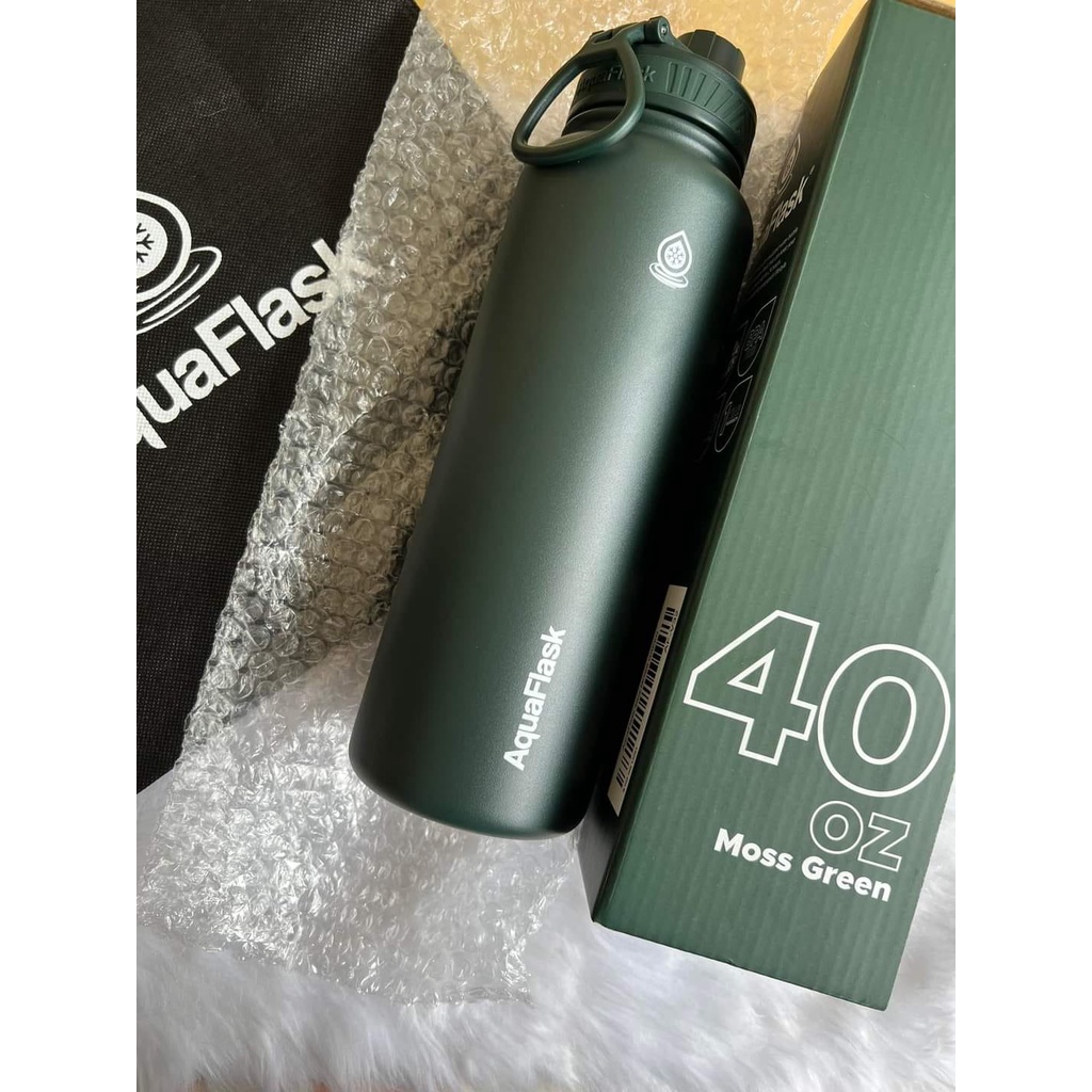 AQUAFLASK 40oz Wide mouth w/ cap Vacuum Insulated Drinking Water Bottle ...