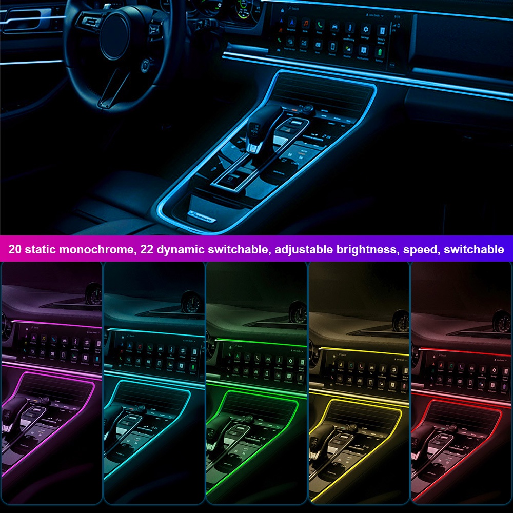 Led Car Interior Neon Lights Strip Rgb Multiple Modes Diy Ambient Light