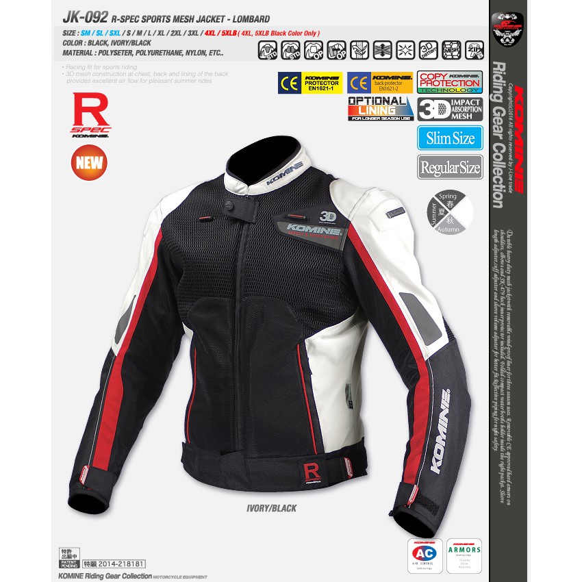 ready stock KOMINE JK092 sports rider suit motorcycle racing suit mesh ...