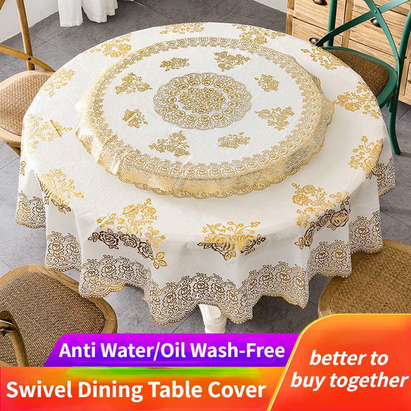 2pcs Set Round Tablecloth Rotating Round Turn Table Cloth Swivel Dining