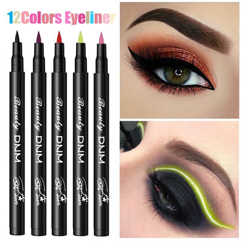 12 Colors Liquid Eyeliner Colorful Eye Liner Pen Neon Eyeliner Makeup ...