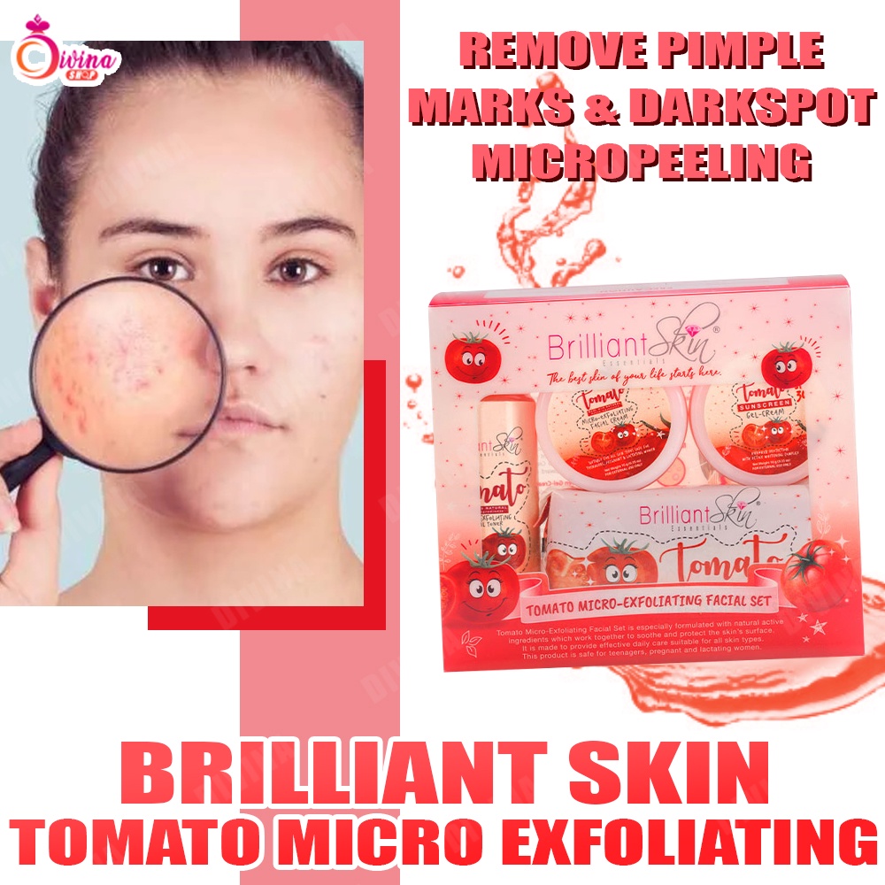 ∋☌Brilliant Skin Tomato MicroExfoliating Set , Whitening Kit , Safe