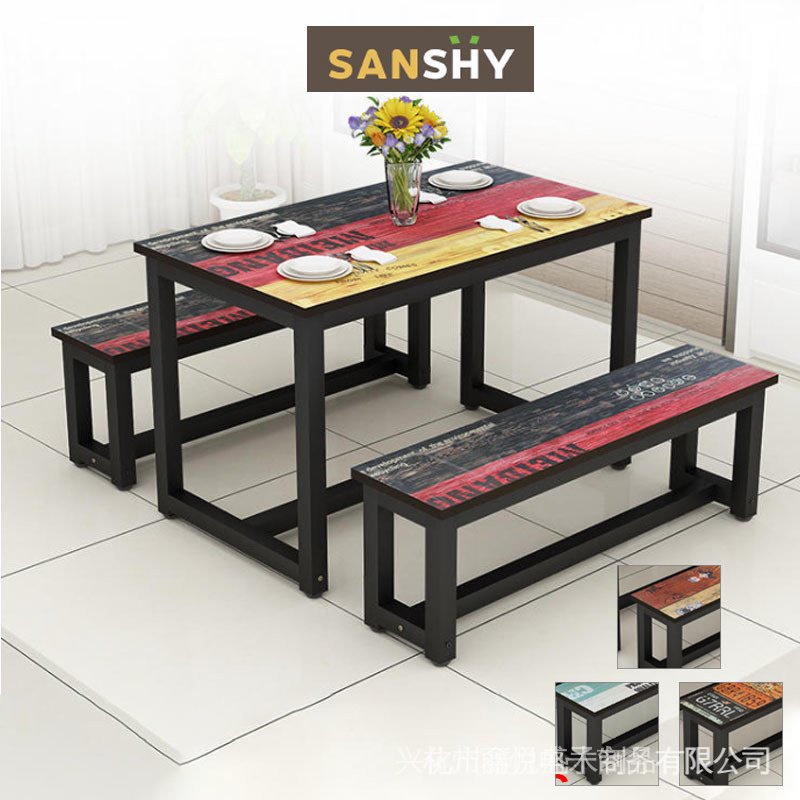 【kline】Dining Table With Chair Combination Retro Bench Simple Hotel ...