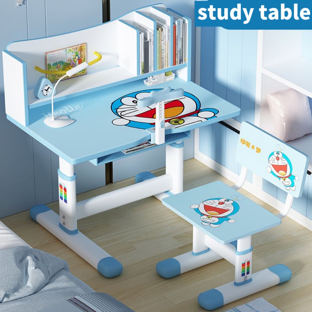 Children's study desk and chair set combination can lift the desk of