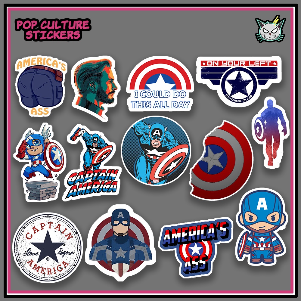 Marvel Cute Captain America Vinyl Sticker Pack (13pcs) (Motor