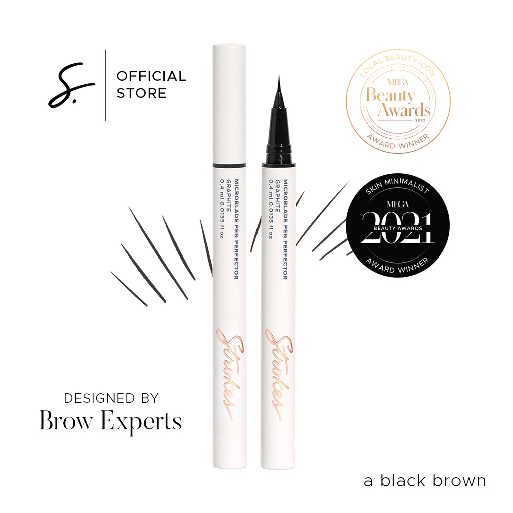 Strokes Microblade Pen Perfector in Graphite [ Ultra-fine Brow Detailing Pen Microblading Effect ]