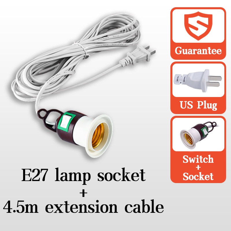 E27 LED Bulb Holder Extension Cord Socket with Switch Hanging Light