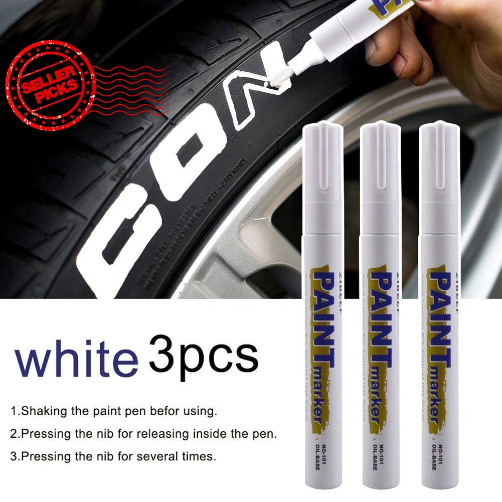 3pcs White Paint Pen Paint Markers Waterproof Car Tyre Set Pen Dry And