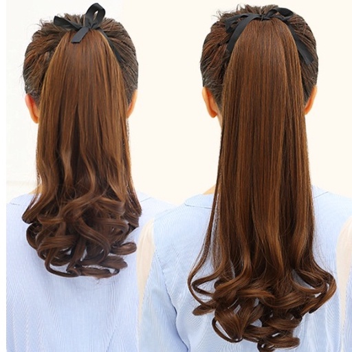 Wig Ladies Ponytail Long Curly Hair Bandage Type Oblique Pear Flower
