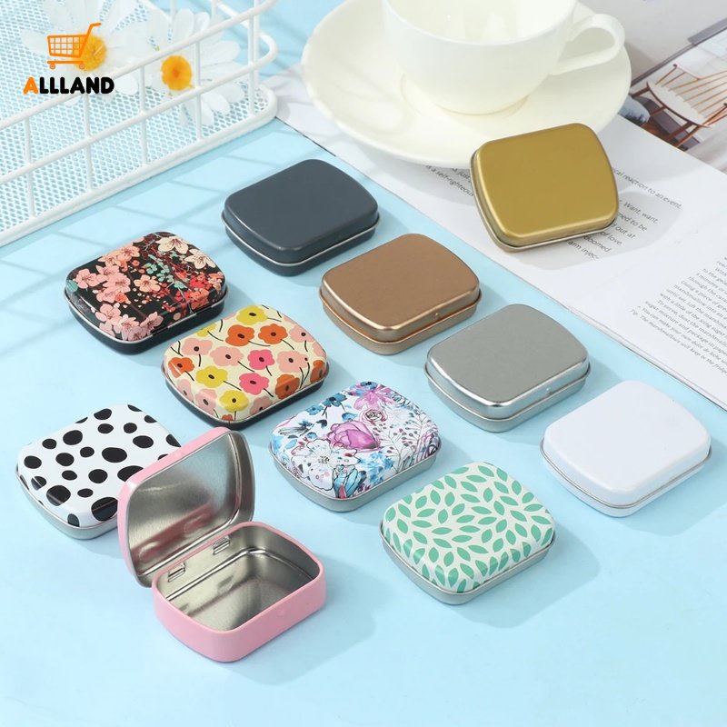 Convenient Carrying Mini Rectangular Metal Box with Lid/ Portable Snap ...