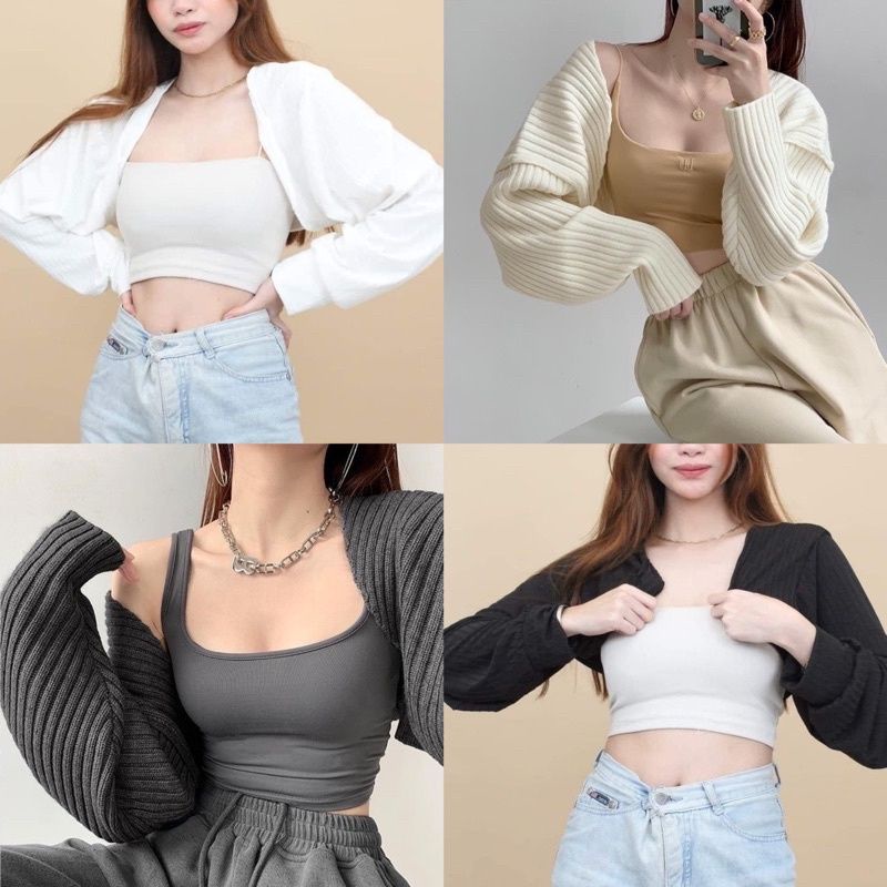 ALIAH KNITTED CROP CARDIGAN LONGSLEEVE TOP Shopee Philippines