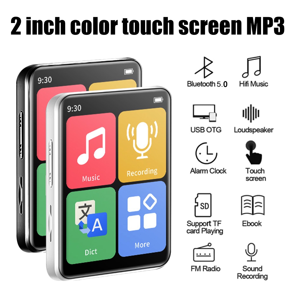 FORIOT MP4 Player BLuetooth Touch Screen Music MP3 Player with Speakers