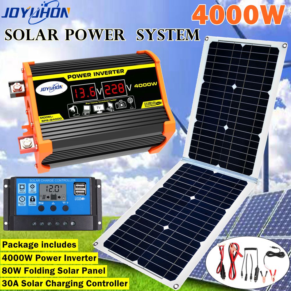 Joyuhon Solar System 4000w Inverter Dc12v To Ac220v80w Solar Panel30a Solar Controller 9169