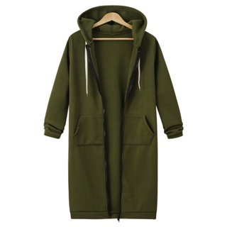 Cheap Autumn and Winter Coats Women Sweatshirts Coat Casual Pockets Zipper  Outerwear Long Hooded Hoodies Jacket Plus Size S-5XL