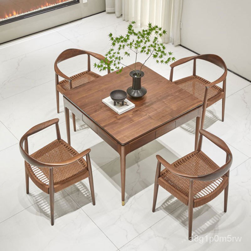 Nordic Black Walnut Solid Wood Dining Table Square Old-Fashioned Square