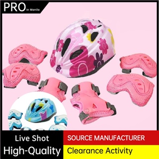 7Pcs Kids Helmet Knee Protective Gear Set Bicycle Knee Elbow Wrist