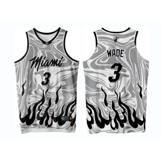 MIAMI HEAT WADE BLACK HG JERSEY FULL SUBLIMATION BASKETBALL JERSEY  customized name and number