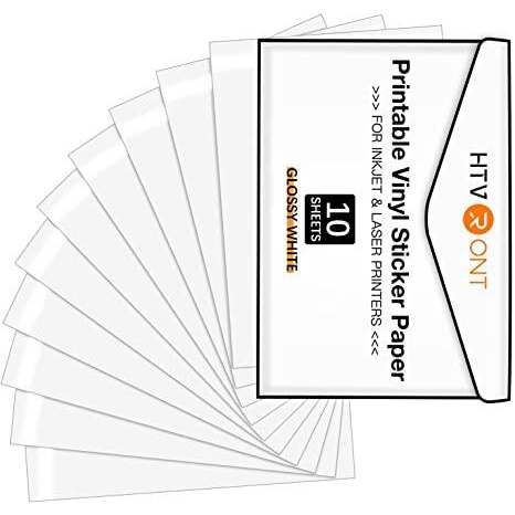 HTVRONT A4 Printable Vinyl For Inkjet Printer 8.5"X11" 10 Sheets Glossy ...