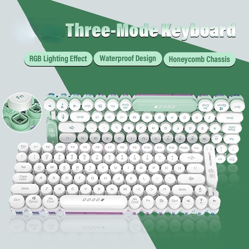 Three Mode Rechargeable Mute RGB Keyboard Membrane Hollow