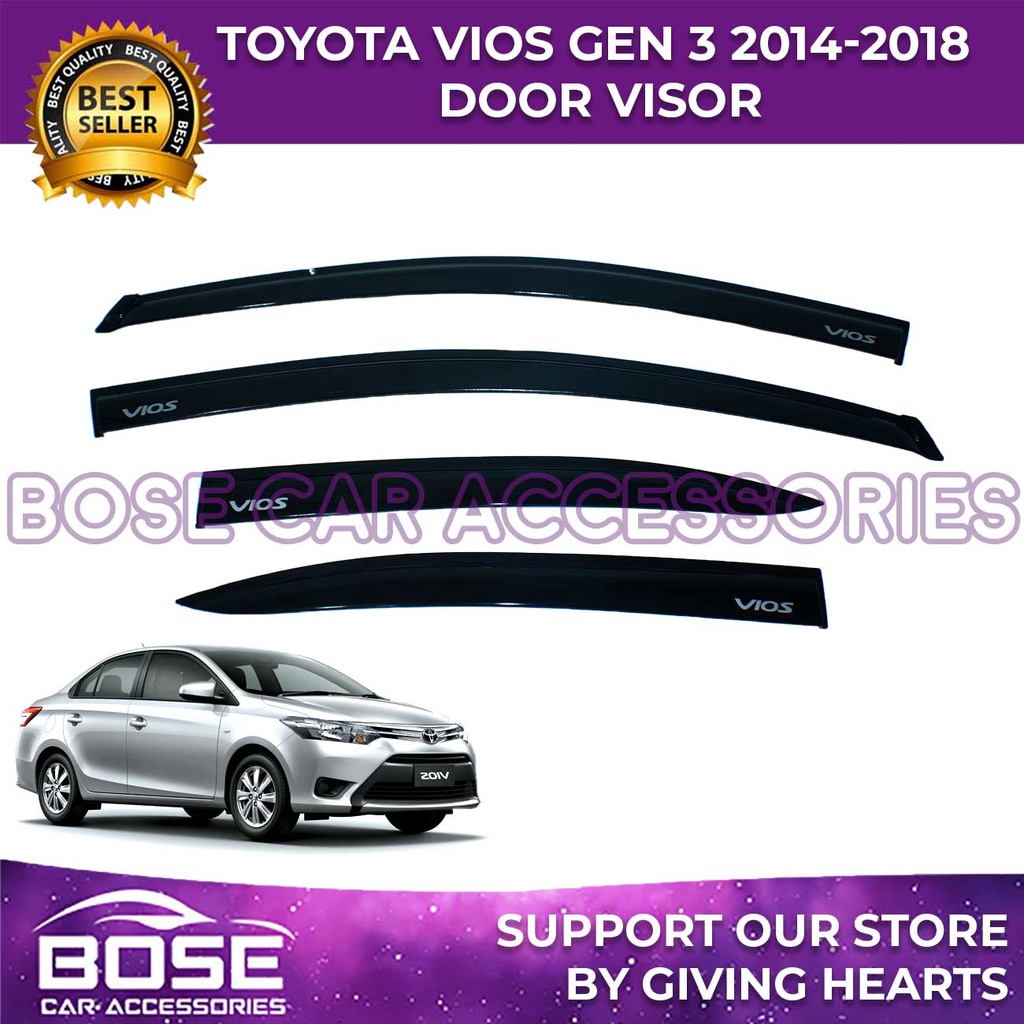 Premium Rain Gutter Rain Visor Toyota Vios Superman Gen3 2014 2015 2016 ...