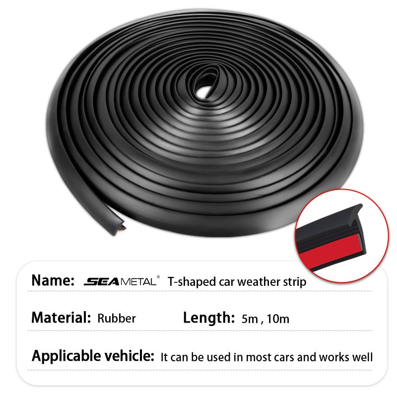 SEAMETAL Car Seal Strip Rubber Slanted T-shape Sealing Sticker Auto ...