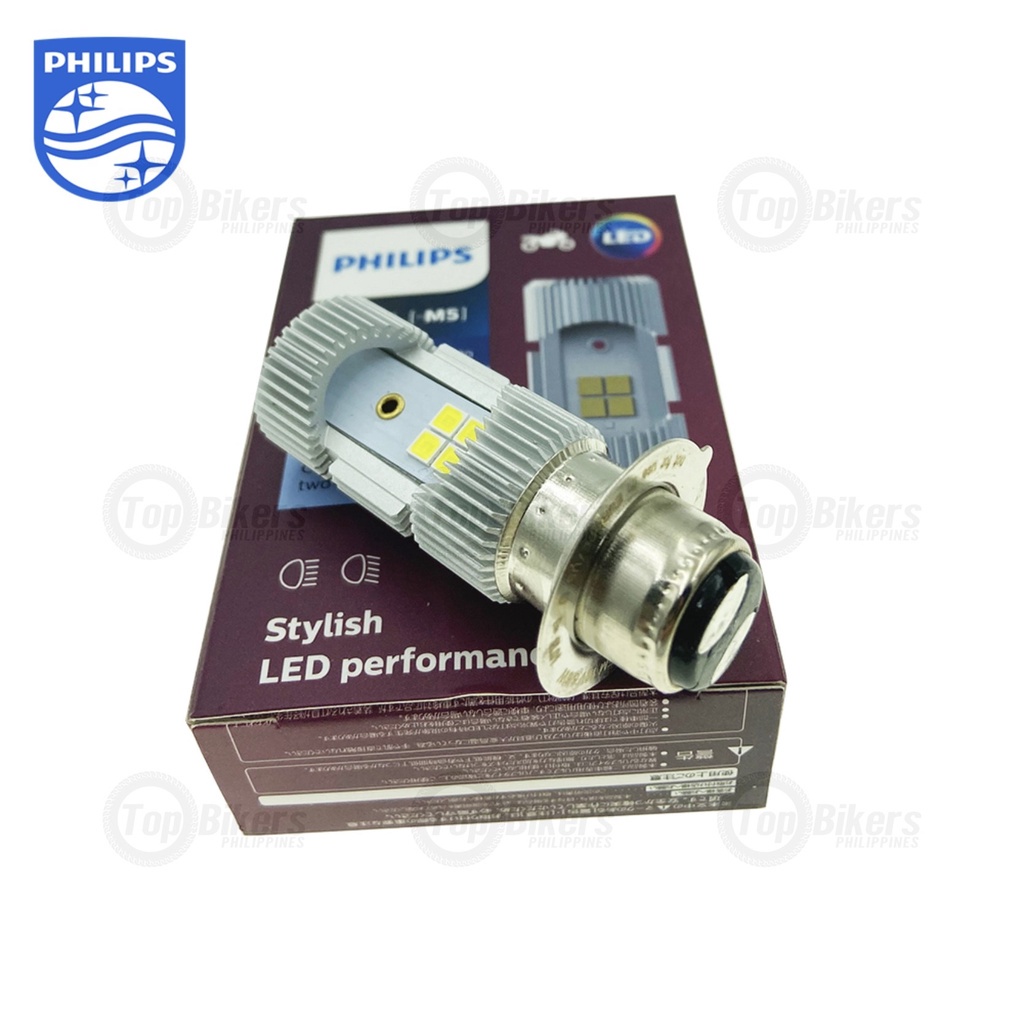 ♧Philips Led Motorcycle Headlight Bulb M5 T19/1 Leg White 12V 6/6W ...