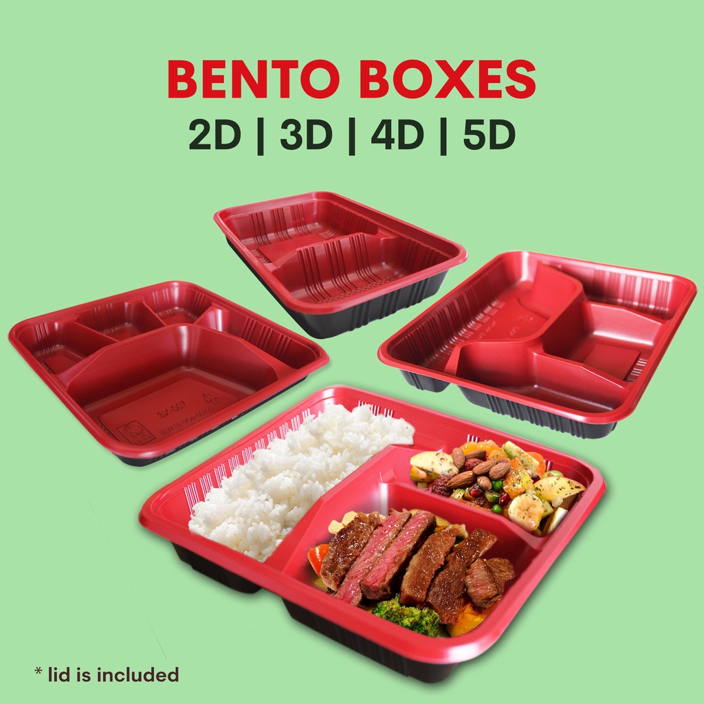 Bento Box (1000pcs 1box) lunch box meal box with lid 2d,3d,4d & 5d bulk