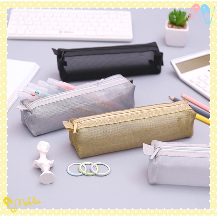 Transparent Gauze Pencil Case MUJI Style Pen Bag High Capacity Pencil ...