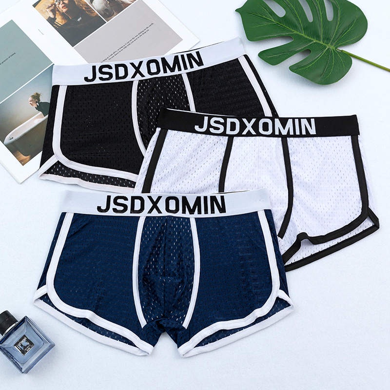 Mens Underwear Ice Silk Boxer Underpants Breathable Mesh Comfort Large Fashion Shorts Shopee 7717