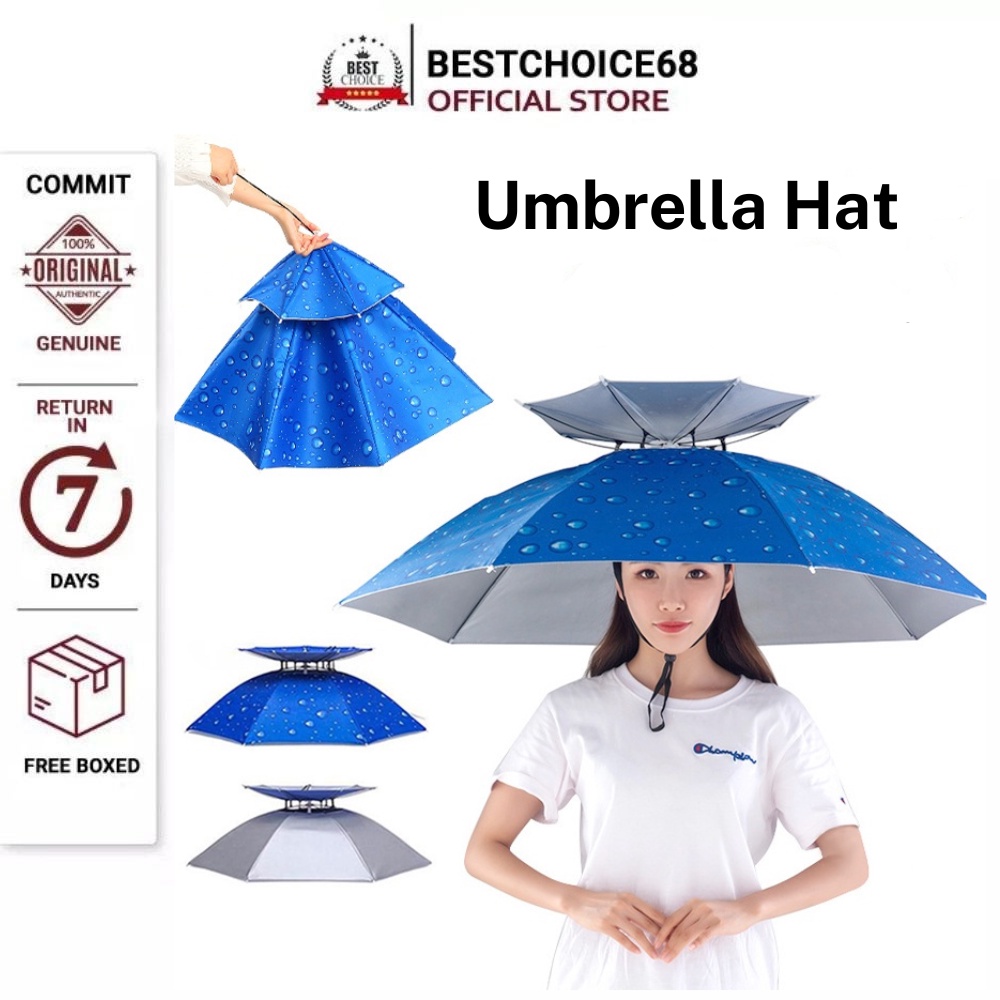 Head Umbrella Anti UV Protect Windproof Holdless Umbrella Hat For