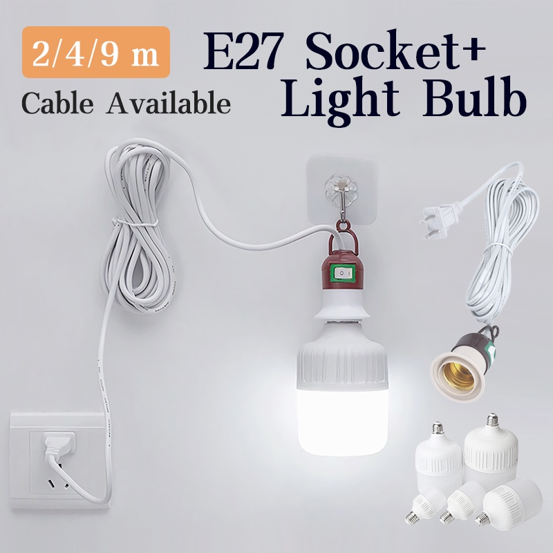 E27 LED Bulb Holder Extension Cord Socket with Switch Hanging Light