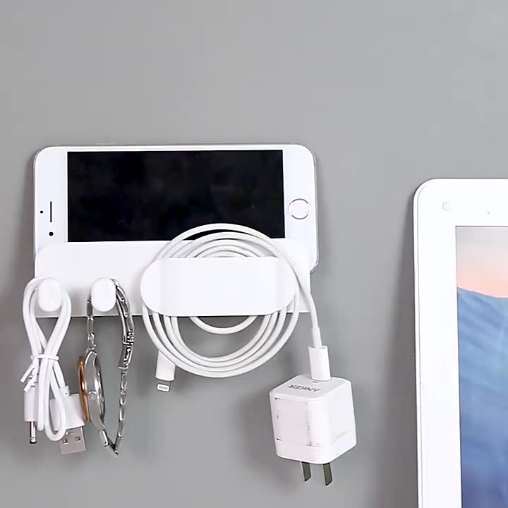 Plastic Wall Plug Storage Hook Mobile Phone Charging Stand Paste Wall ...