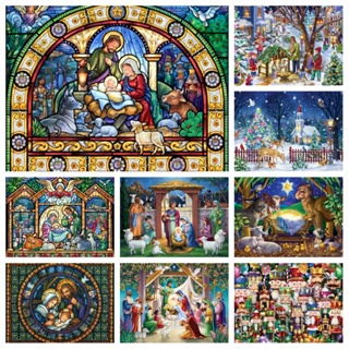 Huacan Diamond Painting Candle Flower Christmas Mosaic Landscape