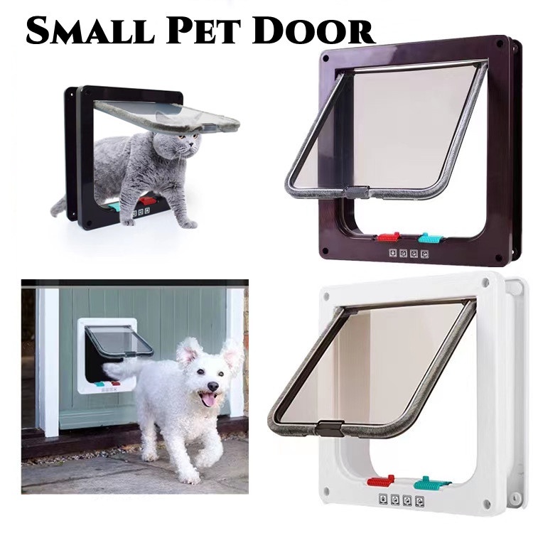 4 Size 4 Way Smart Pet Door Weatherproof Cat Puppy Flap Safety Baffle