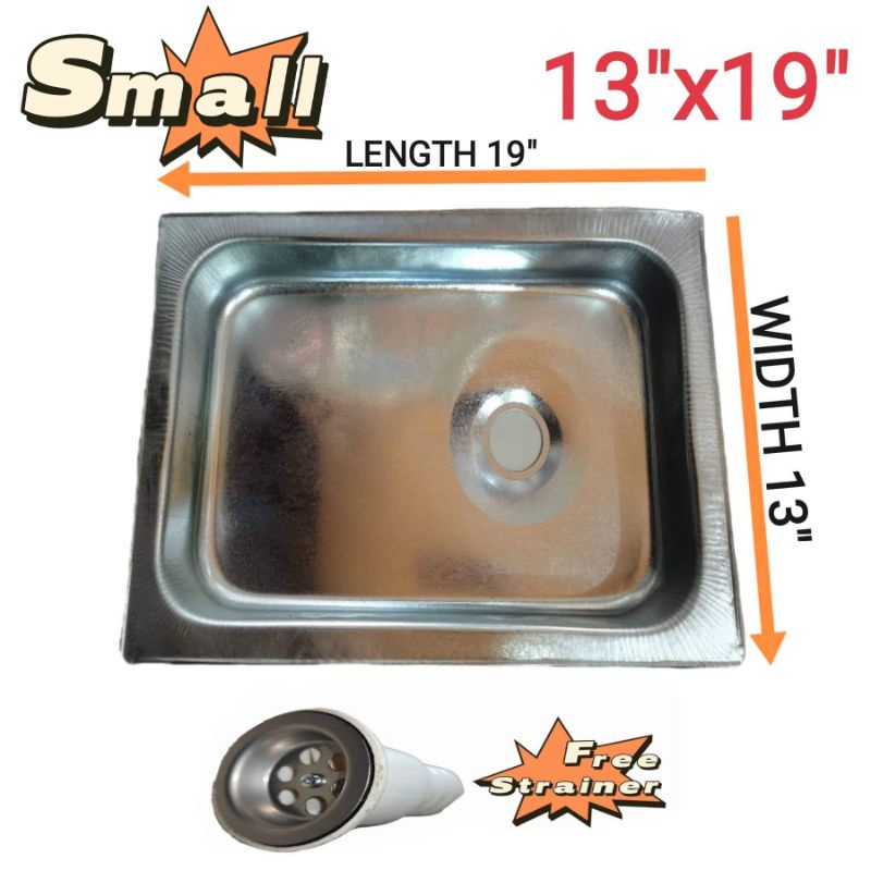 Galvanized Sink Lababo Small & big Free Strainer! Stainless Sink 14x20 ...