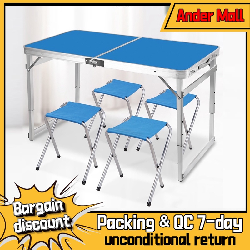 Outdoor Foldable Table and Chair Set Camping Table Aluminum Alloy Portable Plastic Table with