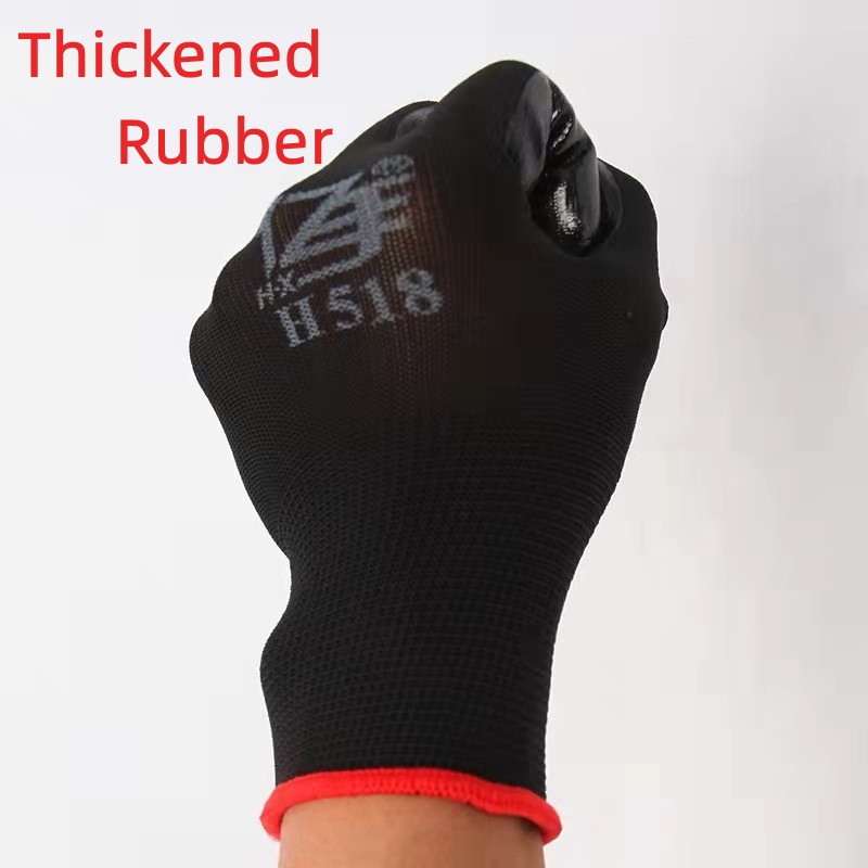 12pairs Rubber Gloves Black Protective Working Gloves Construction