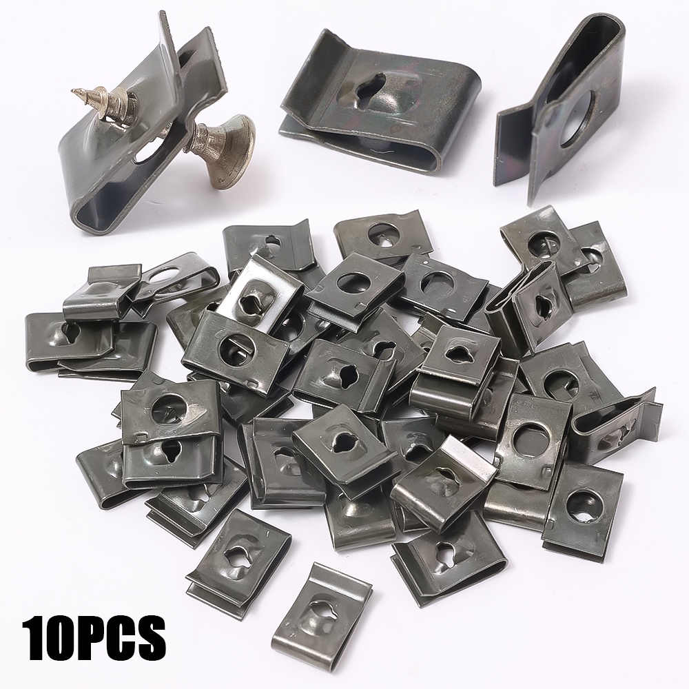 10pcs Metal Fastener Clips Spring Nuts U-nut SUV Motocycle License ...