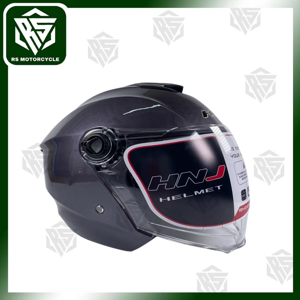 [RIDE SAFE] MOTORCYCLE HNJ HALF FACE HELMET DUAL VISOR 818A Shopee