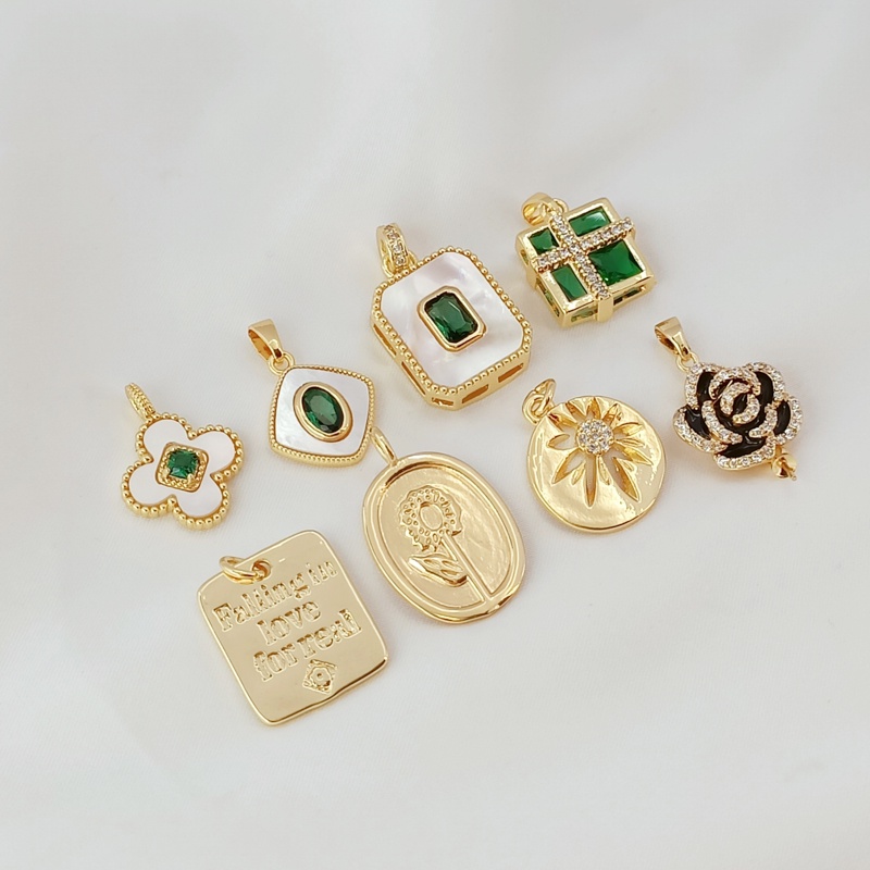 14K Gold-Packed Color Retention Inlaid Emerald Zircon Sticker Shell ...