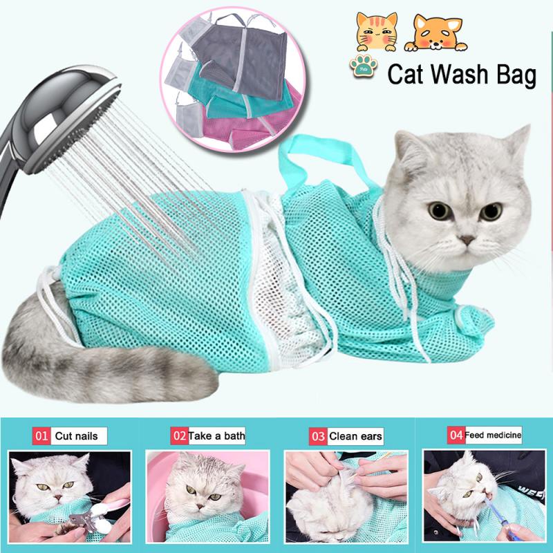 Antiscratch Bite Cat Wash Bag Cat Grooming Bath Bag Pet Lifestyle