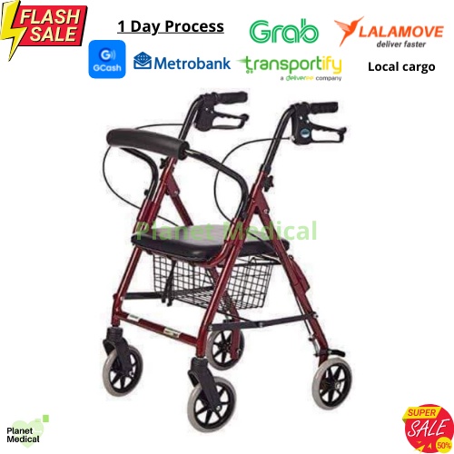 Medical Rollator Walker with Basket Folded Wheelchair 3 in 1 Shopee