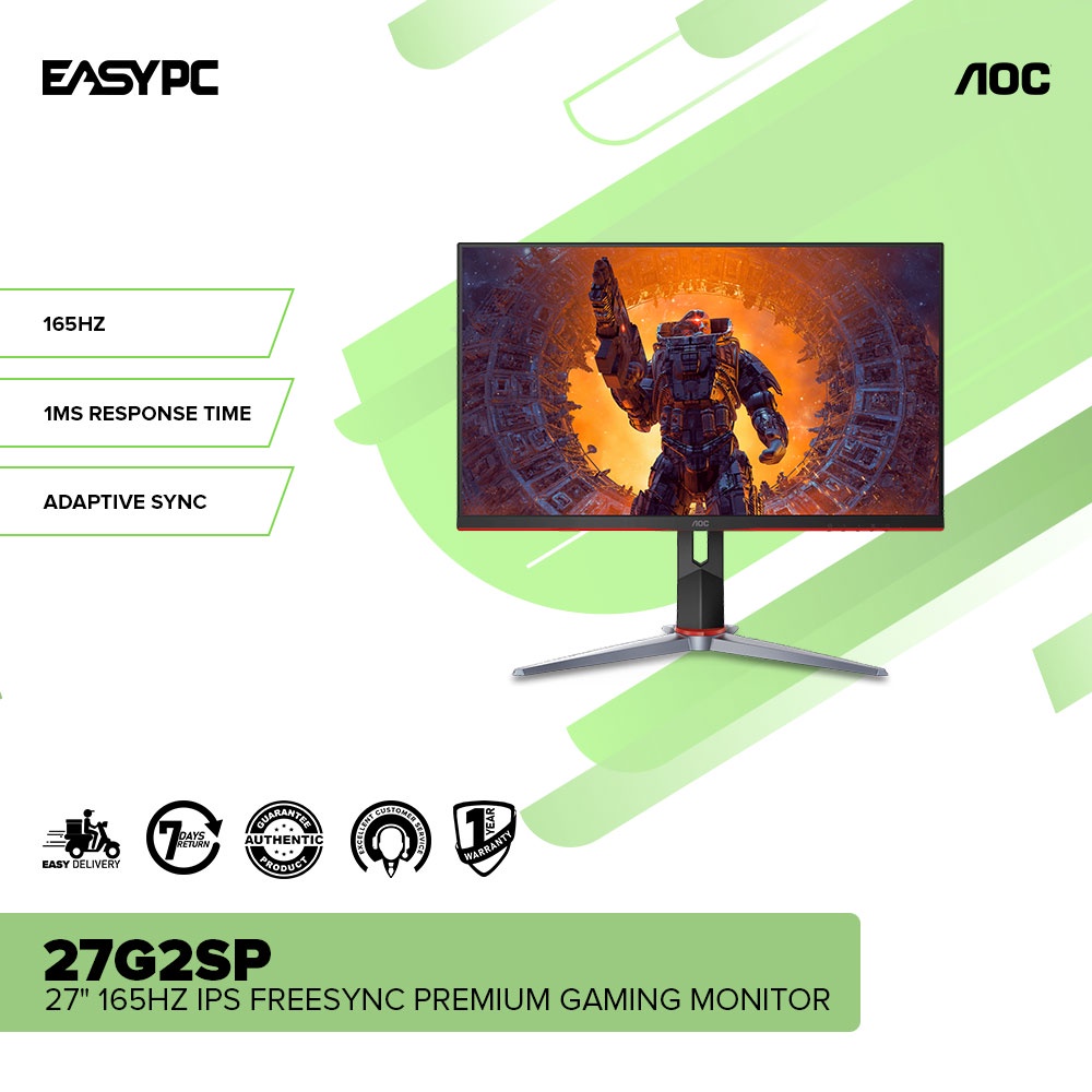 EasyPC, AOC 27G2SP or 27G2SPE 27 165Hz IPS FreeSync Premium Height  Adjustment Gaming Monitor