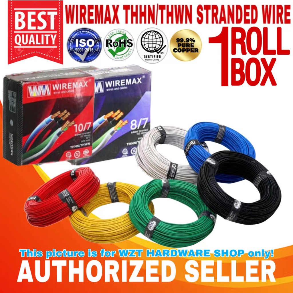 WIREMAX 99.9% PURE COPPER THHN/THWN STRANDED WIRE 8/7 8.0mm & 10/7 5 ...