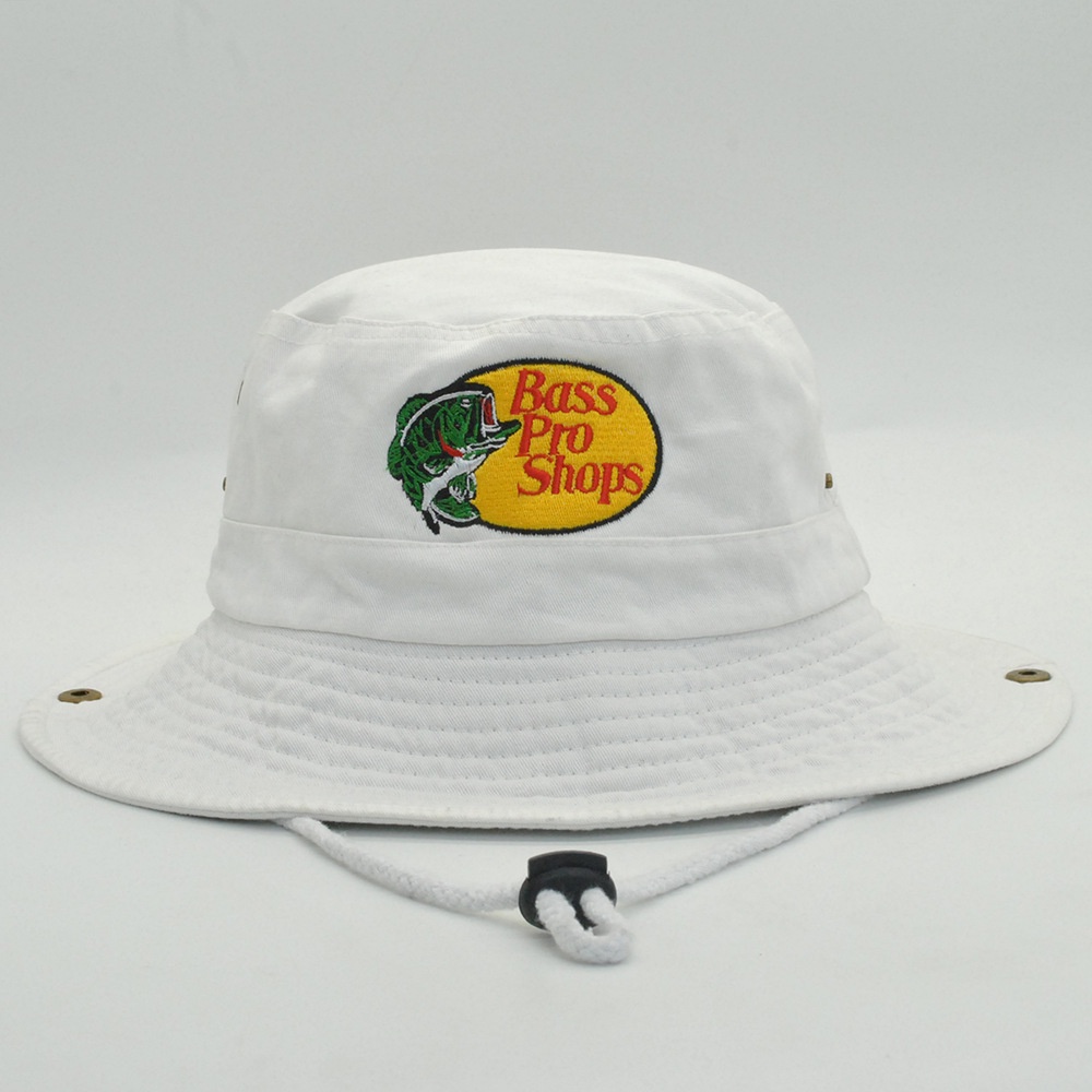 New Outdoor Fishing Hat Bass Pro Shops Embroidered Denim Fisherman Hat  Men's and women's sunscreen big brimmed bucket hat