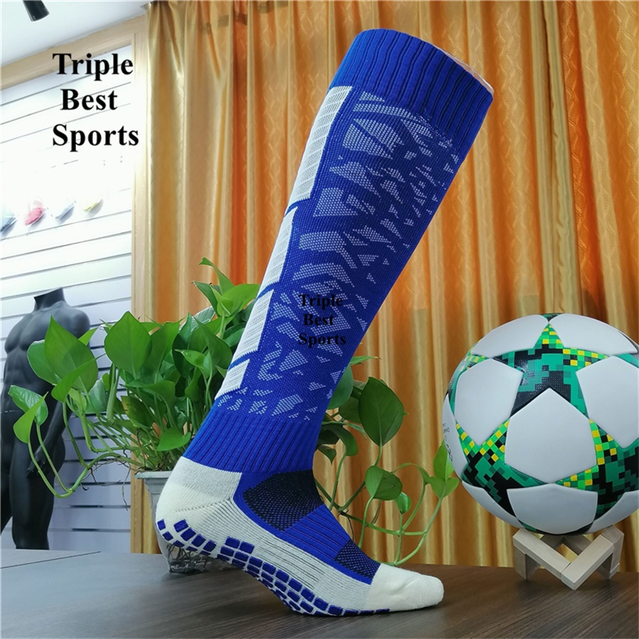 Z11L Blue White Mens 46cm Knee High Football Soccer Ball Anti Non Slip